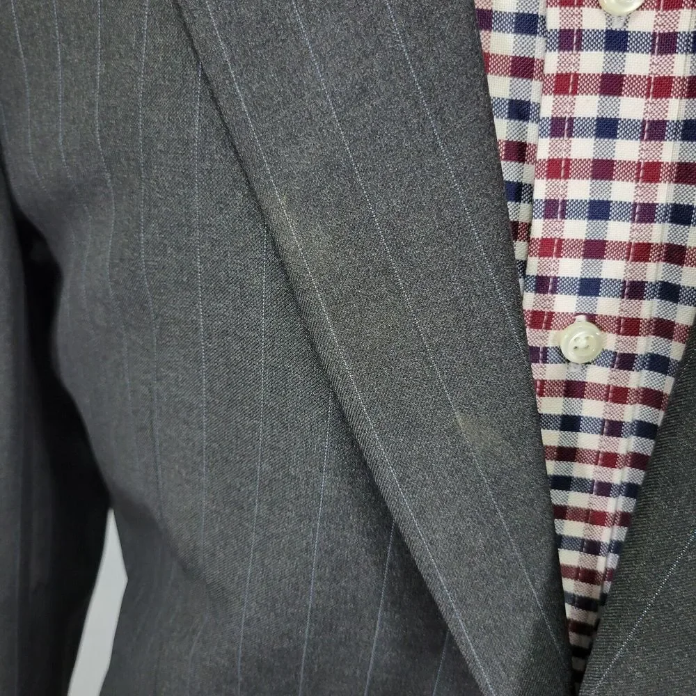 Hickey Freeman Men's Sport Coat Blazer Two Button CH BLK Striped Loro‎ Piana 42L
